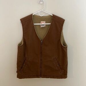 Sorel Men's Brown Canvas Tan Lined Sherpa Vest Utility Size Medium